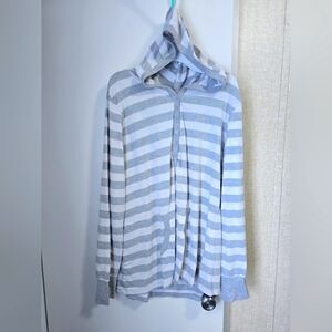 Hoodie Shirt, White And Gray, Size Medium.